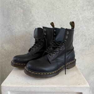 Dr. Martens Black Leather 1460W Smooth Lace-Up Boots
